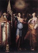 CAVAROZZI, Bartolomeo St Ursula and Her Companions with Pope Ciriacus and St Catherine of Alexandria g oil on canvas
